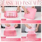 FoldTier 6 Pack Cupcake Stand Set 3 Pcs 3 Tier Gradient Dessert Table Display Stands Cookie Tray Rack 3 X14 in Rectangle Party Trays for Wedding Birthday Tea Party Baby Shower(Pink,Rectangle) - Image 4