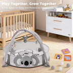 7-in-1 XL Large Baby Play Gym Mat, Tummy Time Mat, Baby Gym & Ball Pit, Baby Activity Mat with Milestone Cards & 6 Detachable Toys for Sensory Motor Skill, Grey Koala - Image 6