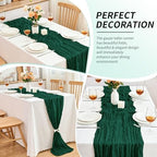 20 Pack Dark Green Cheesecloth Table Runner, 17x108 Inch Semi Sheer Boho Gauze Cheese Cloth Fabric Table Runners for Wedding Party Baby Shower Birthday Garden Farmhouse Table Decor - Image 7