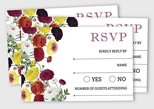 50 Blank RSVP Cards with White Envelopes Floral 4"x6" Response Cards-RSVP Reply Card for Wedding-Bridal Shower-Baby Shower-Rehearsal Dinner - Image 4
