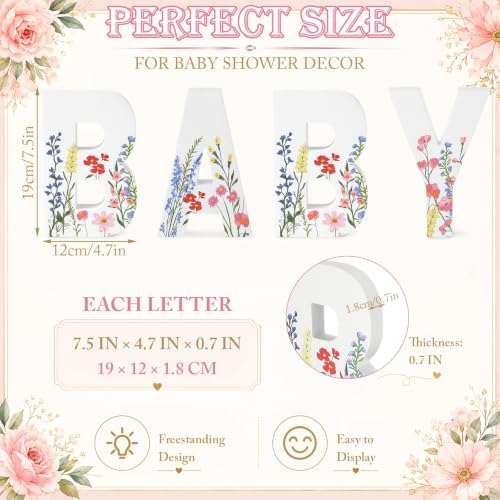 SiliFine Baby Wooden Sign, Rustic Wildflower Baby Shower Table Decor - Image 2
