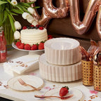 By Madee HEAVYWEIGHT Ivory Rose Gold Scalloped Plates for Wedding 100 Pc - Image 6
