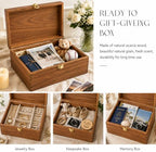 Keepsake Box,Large Acacia Wooden Memory Box Jewelry Box and Photo Storage Box for Wedding Baby Shower Decorative Storage Treasure Boxes with Lids(Brown) - Image 5
