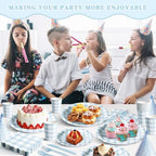 Vyntra 350-Pc Blue Gingham Paper Plates and Napkins Party Supplies - Image 3