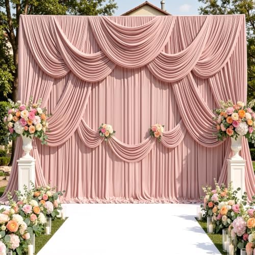 30ftx10ft Wrinkle Free Dusty Pink Backdrop Curtains for Parties, Silky Polyester Photo Backdrop Drapes 6 Panels 5x10ft Back Drop Cloth for Wedding Birthday Baby Shower Photography Background - Image 7