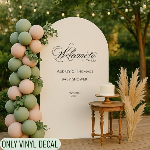 Personalized Baby Shower Vinyl Decal | Custom Welcome Sticker for Wall, Mirror, Acrylic Sign or Photo Backdrop | Elegant Script Design for Gender Reveal and Party Decor w163 - Image 2