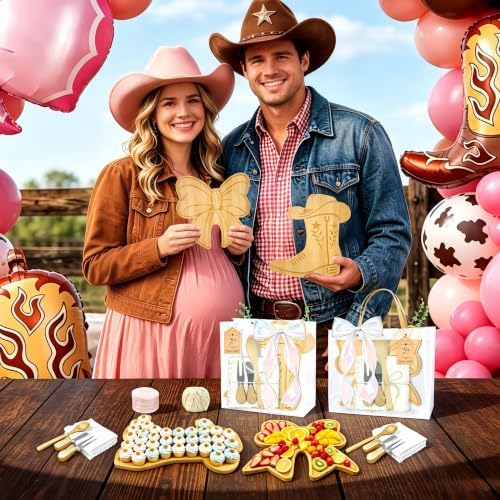 50Pcs Boots or Bows Gender Reveal Decor Western Baby Shower Prizes for Game - Image 5