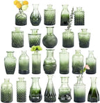 TBWIND 24pcs Green Glass Bud Vases Set by TBWIND