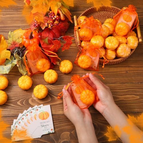 50 Set Pumpkin Soap Favors Thanksgiving Fall Bridal Shower Wedding Pumpkin Baby Shower Favor 50 Pumpkin Soap 50 Thanks Cards 50 Organza Bags Gender Reveal Gift Keepsake for Fall Party Guest - Image 5
