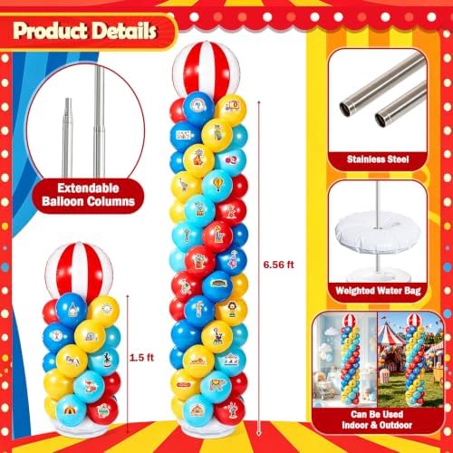 2Set Carnival Circus Balloon Column Stand Kit Circus Theme Party Decoration - Image 5