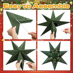 Youyole 12 Set Christmas Paper Star Lantern with Lights, 7 Pointed - Image 4