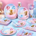 400 Pcs Bear Gender Reveal Party Supplies for 50 Guest, Blue Pink Baby - Image 6
