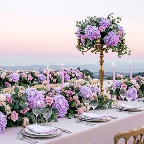 Auihiay 204Pcs Purple Hydrangea Artificial Flowers Bulk - Image 6