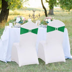 Spandex Emerald Green Chair Sashes Bows 50 PCS Stretch Chair Cover Band - Image 6