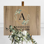 Andaz Press Large Wooden Welcome Sign for Wedding Rustic Welcome Sign 16" x 20" Custom Names & Date Geometric Greenery Fall Wedding Signage English Oak MDF Wood Finish Reception Indoor Outdoor Sign - Image 3