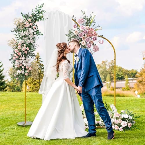 Snughome Arch Backdrop Stand, Set of 2 Metal Balloon Arch Stand (7.2FT+6FT), Gold Wedding Arch Frame for Party, Baby Shower, Holiday, Ideal for Balloon Flower - Image 3