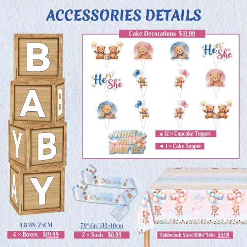 Gender Reveal Decorations He or She Boy or Girl Baby Shower Party Supplies - Image 3
