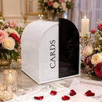 White Arched Wedding Card Box with Black Standee & Erasable Pen for Party - Image 2