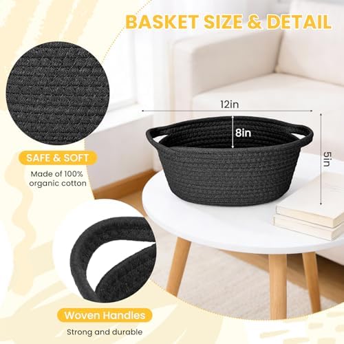 10PACK Black Baskets for Gifts Empty, 12"x 8"x 5" Woven Gift Baskets with Gift Bags and Bows, Empty Gift Baskets for Christmas, Baby Gift Basket for Nursery, Shelf Small Storage Basket with Handles - Image 3