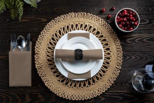 100 Linen-Feel Colored Paper Napkins - Decorative Cloth-Like Beige Dinner Napkins - Soft And Absorbent. For Kitchen, Party, Wedding, Bathroom Or Any Occasion. (Pack of 100) - Image 4