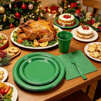 250Pcs Green Plastic Party Plates and Napkins Set for Halloween, Christmas - Image 3