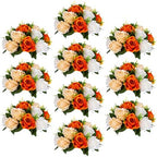 Sziqiqi Orange Fake Flowers for Centrepiece, Kissing Silk Roses Ball, 10Pcs by SZIQIQI