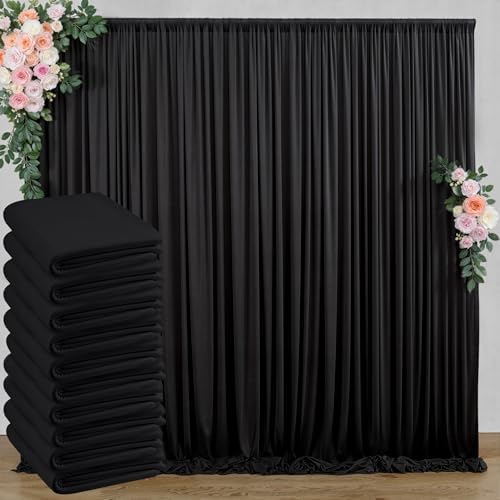 50 ft x 8 ft Black Backdrop Curtain for Parties, 10 Panels 5 ft x 8 ft Wrinkle Free Polyester Photo Black Backdrop Drapesfor Graduations Birthday Wedding Party Stage Curtains Home Decoration Supplies by Outpain