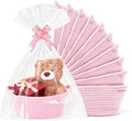 AFOROEOA 10PACK Pink Baskets for Gifts Empty, 12"x 8"x 5" Woven Gift Baskets with Gift Bags and Bows Empty Gift Baskets for Christmas Shelf Small Storage Baskets with Handles by AFOROEOA