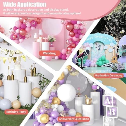 3Pcs Cylinder Stands for Party, White Cylinder Stand Cake Pedestal Stand Cylindrical Display Stand for Birthday Wedding Party Outdoor Indoor Decor (3 Pcs) - Image 7