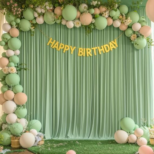 30x10ft Sage Green Backdrop Curtain for Wedding Parties Wrinkle Free Fabric Sage Green Drapes Backdrop Decoration for Baby Shower Birthday Photography Decoration 6 Panels, 5ft x 10ft - Image 4