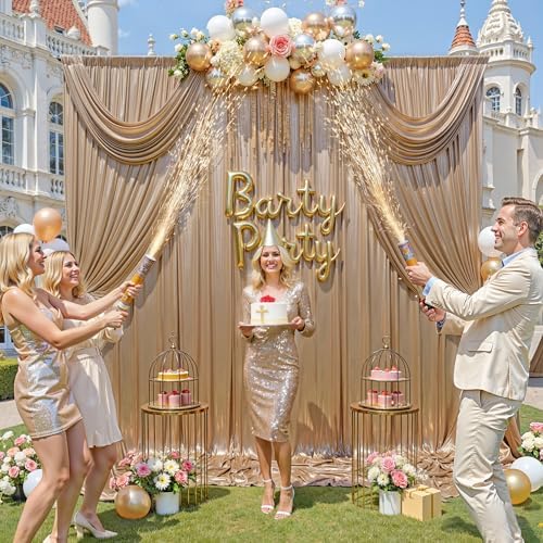 40ft x 10ft Champagne Sequin Backdrop Curtains for Party Wedding Shimmer Curtain Backdrop Prom Sparkly Glitter Fabric Photo Backdrop Drapes for Birthday Party Photography Baby Shower 5x10FT, 8 Panels - Image 2