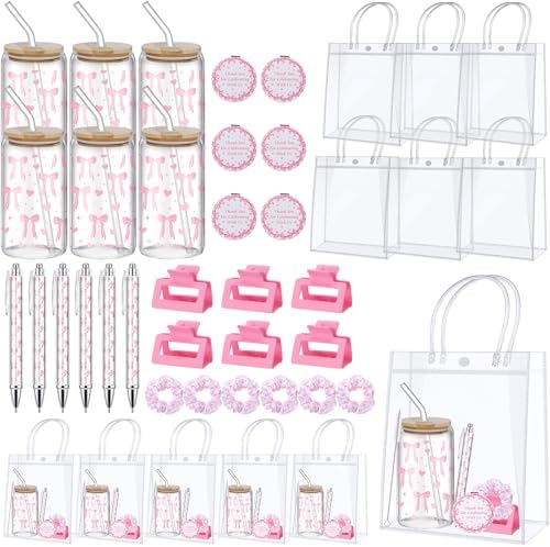 Boao 6 Set Pink Bow Baby Shower Game Prizes Gifts for Winners Guests Favors by Boao