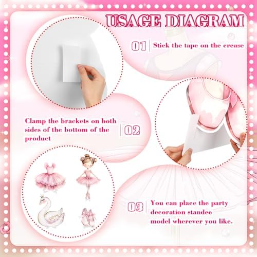 Honoson 4 Pcs Large 30" Ballerina Dancer Cardboard Cutouts, Pink Ballerina Birthday Party Decorations Yard Signs for Baby Shower Wedding Dance Ballet Themed Party Decor Supplies - Image 4