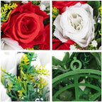 Briful Fake Floral Balls for Centerpieces - 2PCS 11.8" Large Faux Rose Flower Arrangement Silk Flower Bouquet for Home Wedding Party Anniversary Table Vase Flower Stand Decor(Red White) - Image 3