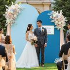 Light Blue and Dark Blue Arch Backdrop Covers 7.2FT 6FT Party Wedding Arch Covers Stretchy Backdrop Set of 2 Baby Shower Bridal Shower Photo Birthday Spandex Arch Stand Cover - Image 4