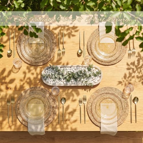 U-QE 60PCS Gold Glitter Plastic Plates, Beaded Plates Disposable Heavy Duty - Image 3