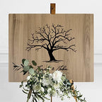 Andaz Press Large Wooden Welcome Sign for Wedding, Rustic Welcome Sign 16" x 20" Custom Names & Date Tree Thumbprint Wedding Signage English Oak MDF Wood Finish Wedding Reception Indoor Outdoor Signs - Image 3
