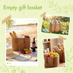 2 Pcs Large Wicker Basket with Handle Empty Woven Gift Basket for Gifts Summer Beach Party Spring Picnic Rattan Goodie Stuffer Candy Storage Wedding Home, 11.4 x 7.9 x 5.9 Inch - Image 6