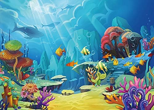 CHAIYA Under The Sea Backdrop Ocean Little Mermaid Backdrop Background for Under The Sea Theme Baby Shower Photo Booth Banner Party Cake Table Decoration 10x8ft by CHAIYABACKDROP