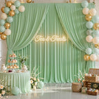 50 x 10ft Sage Green Backdrop Curtains, Light Green Wrinkle Free Draping Fabric Wedding Birthday Baby Bridal Shower Graduation Party Drapes for Backdrop Photography Photo Booth Background Decoration - Image 6