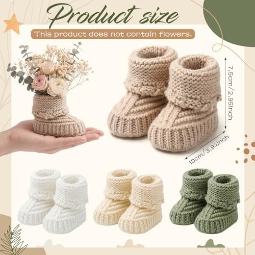 Tranqun 4 Sets Baby Booties Centerpiece No Floral DIY,Classic,Sage Green - Image 2