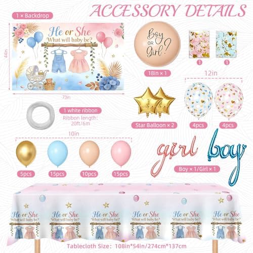 He or She Gender Reveal Decoration,Boy or Girl Gender Reveal Party Supplies - Image 2