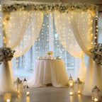 30×10ft Cream White Tulle Backdrop Curtain with Lights String for Parites, Sheer Photo Backdrop Curtains for Wedding Party Photography Background - Image 6
