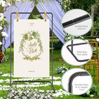 Welcome Sign Holder Black Wedding Easel Stand with 4 Leather Straps - Image 3
