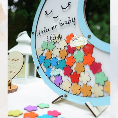 Baby Shower Guest Book Alternative Wooden Drop Box Frame Keepsake (Moon) - Image 5
