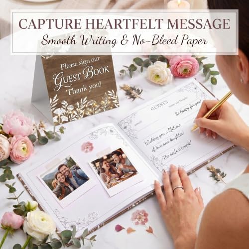 Wedding Guest Book and Vow Book Set Wood Grain Photo - Image 3