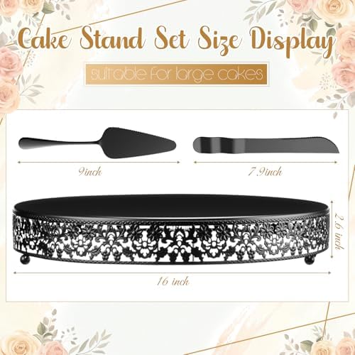 Wenqik 16 Inch Black Cake Stand Set Metal Round Cake Dessert Stand, Wedding - Image 2