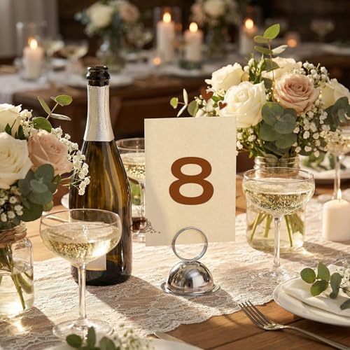 MorningRo 24 Pcs Table Number Stands, Metal Place Card Holders, Silver - Image 4