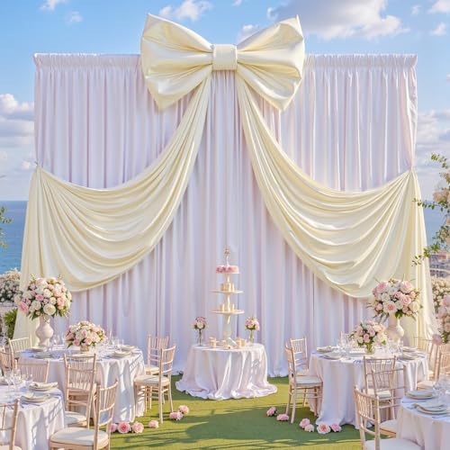 Ivory Large Bows for Backdrop Giant Bows Birthday Party Decorations Large Giant Bow Decor, Cream Giant Satin Bow Decoration for Wedding Baby Shower Birthday 47"x24" by HBBMAGIC
