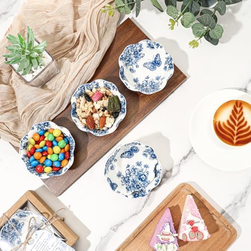 Teenyyou 30 Pack Wedding Favors Small Ceramic Bowls Blue Floral - Image 5
